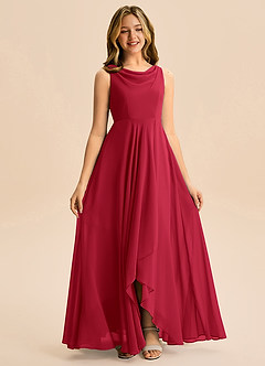 Azazie Mannie Junior Linia A Pofałdowany Szyfon Asymetryczny Młodsza druhna Sukienka image3