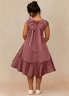 Azazie Lee vestidos de niña de las flores Vestido de Amatista de Satén Elástico de Corte En A con Lazo image5
