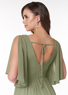 Azazie Temeka Bridesmaid Dresses Pistachio A-Line Ruched Chiffon Dress image5