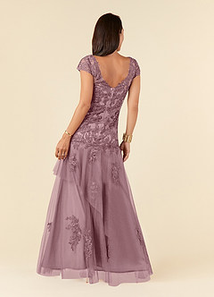 Azazie Romy Mother of the Bride Dresses Dusty Rose Mermaid V-Neck Sequins Tulle Dress image3