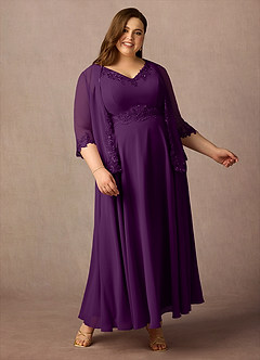 Azazie Devana Mother of the Bride Dresses Grape A-Line Sequins Chiffon Dress image9
