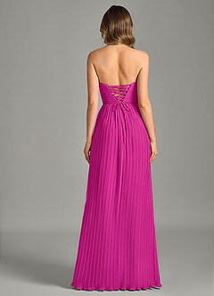Azazie Becka Bridesmaid Dresses Fuchsia A-Line Strapless Chiffon Dress image2