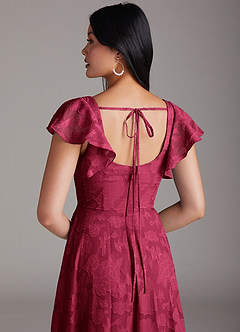 Azazie Bondi Robes de demoiselle d'honneur Robe Trapèze en Blumen-Burnout Fente Latérale Bourgogne image5