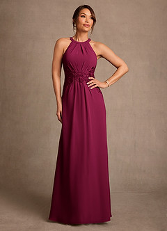 Azazie Georgie Mother of the Bride Dresses Burgundy A-Line Lace Chiffon Dress image1