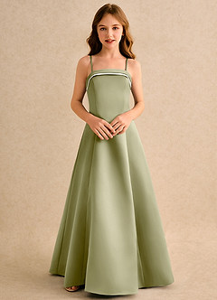 Azazie Izel Girls Formal Flower Girl Klänningar Klä A-Line i Matt satäng Plisserad image6