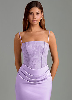 Azazie Emilia Robes de demoiselle d'honneur Robe Sirène en Satin extensible Sans bretelles Lilas image6