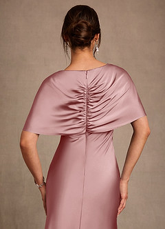 Azazie Dosia Mother of the Bride Dresses Dusty Rose Sheath Pleated Stretch Satin Dress image5