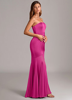 Azazie Uma Bridesmaid Dresses Fuchsia Mermaid Strapless Chiffon Convertible Dress image4