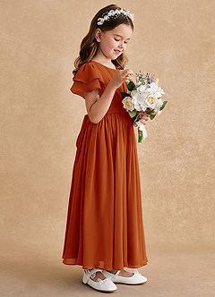Azazie Ali Flower Girl Dresses Paprika A-Line Pleated Chiffon Dress image5