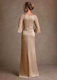 Azazie Nampa 신부의 어머니 드레스 쉬스 주름진 망사 플로어 길이 드레스 image3