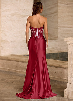 Skylar Burgundy Rhinestone Corset Prom Dress image2
