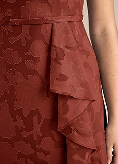 Azazie Kaylee Junior Vestido de Terracota de Devorado Floral de Corte en A con Con cinturón image7