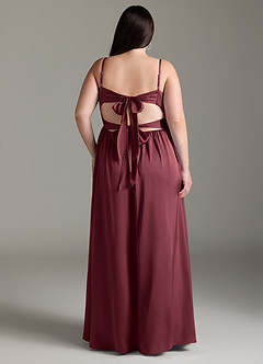 Azazie Zeya Bridesmaid Dresses Merlot A-Line Pleated Stretch Satin Dress image10