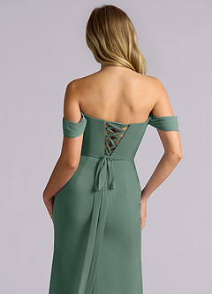 Azazie Heidi Bridesmaid Dresses Sea Moss Mermaid Corset Chiffon Dress image2