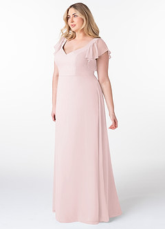 Azazie Syenna Brudtärnklänningar Klänning av A-Line i Chiffong Ruched Rodnande Rosa image8