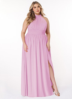 Azazie Iman Bridesmaid Dresses Candy Pink A-Line A-Line Ruched Chiffon Dress image11