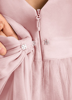 Azazie Winnie Flower Girl Dresses Powder Pink Ball-Gown Bow Tulle Dress image8