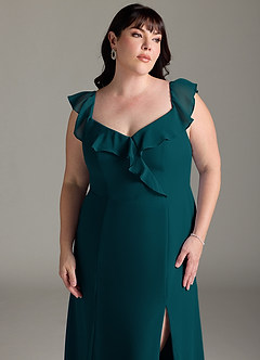 Azazie Sophie Brudtärnklänningar Klänning av A-Line i Chiffong Av axeln Tallgrön Konvertibel image13