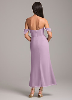 Azazie Saige Bridesmaid Dresses Wisteria Sheath Off the Shoulder Chiffon Convertible Dress image5
