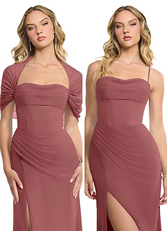 Azazie Zia Vestidos de damas de honor Vestido de Amatista de Gasa de Corte Recto Convertible con Corte Lateral image8