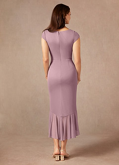 Azazie Renetta Mother of the Bride Dresses Dusty Rose Sheath V-Neck Pleated Mesh Dress image3