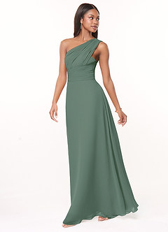 Azazie Ashley Bridesmaid Dresses Eucalyptus A-Line Ruched Chiffon Dress image4