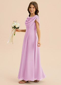 Azazie Lambie Junior Candy Pink A-Line Pleated Chiffon Dress image4