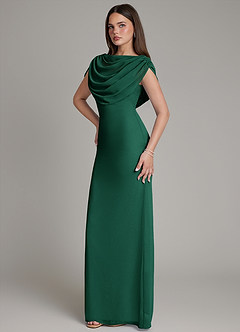 Azazie Hadley Bridesmaid Dresses Emerald Mermaid Pleated Chiffon Dress image9