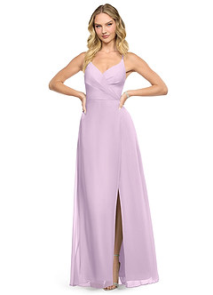 Azazie Davis Bridesmaid Dresses Frosted Lilac A-Line V-Neck Chiffon Dress image2