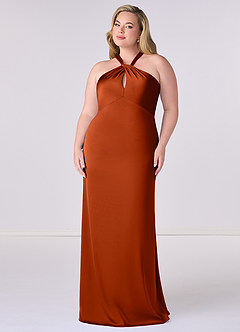 Barbie ♥ Azazie Bridesmaid Dresses Paprika Sheath Stretch Satin Dress image7