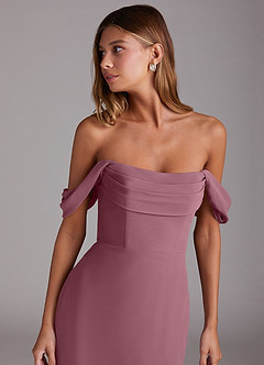 Azazie Saige Bridesmaid Dresses Vintage Mauve A-Line Off the Shoulder Chiffon Convertible Dress image5