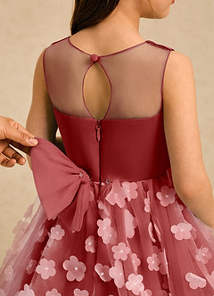Azazie Billie Flower Girl Dresses Rust Ball-Gown Pleated Matte Satin Dress image5