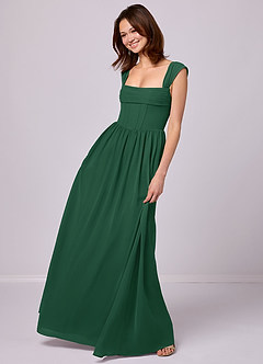 Barbie ♥ Azazie Bridesmaid Dresses Dark Green A-Line Corset Chiffon Dress image2
