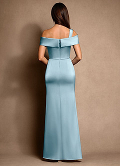 Azazie Altonia Mère de la mariée Robes Robe Sirène en Satin extensible Épaule décolletée Bleu Maussade image3