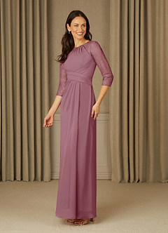 Azazie Zolla Mother of the Bride Dresses Vintage Mauve A-Line Lace Chiffon Dress image3
