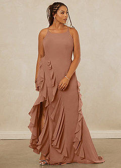 Christian Siriano Bridal for Azazie 1006 Bridesmaid Dresses Bronzer Mermaid Ruched Chiffon Dress image10