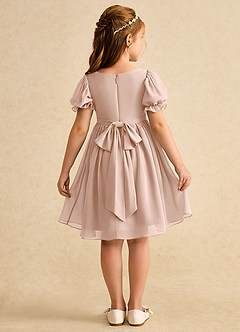 Azazie Jolie Flower Girl Dresses English Rose A-Line with Sleeves Chiffon Dress image2