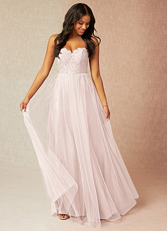 Azazie Roni Bridesmaid Dresses Rose Petal A-Line Sweetheart Neckline Tulle Convertible Dress image1