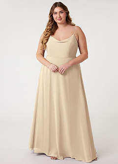 Azazie Daenerys Bridesmaid Dresses Champagne A-Line Cowl Chiffon Dress image8