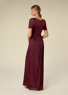 Azazie Bessie Mother of the Bride Dresses Cabernet A-Line Pleated Mesh Dress image5