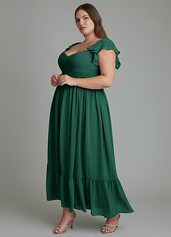 Azazie Anaya Bridesmaid Dresses Emerald A-Line Sweetheart Neckline Chiffon Dress image10