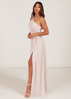 Azazie Brooke Bridesmaid Dresses A-Line One Shoulder Mesh Floor-Length Dress image2
