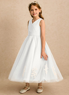 Azazie Rylie Flower Girl Klänningar Klänning A-linje i Tyll Spets image4