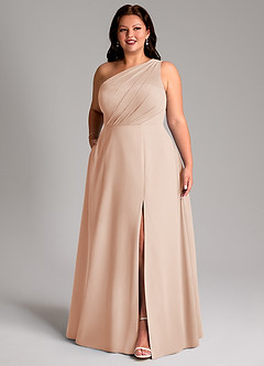 Azazie Phaedra Bridesmaid Dresses English Rose A-Line One Shoulder Chiffon Dress image12