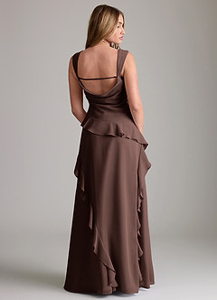 Azazie Sloane Robes de demoiselle d'honneur Robe Trapèze en Mousseline de soie Encolure en Forme de Cœur Ganache image2