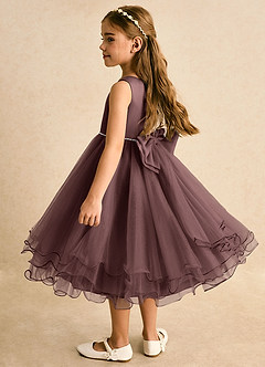 Azazie Lass Flower Girl Dresses Espresso A-Line Bow Tulle Dress image3
