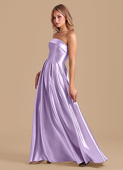 Azazie Lucienne Bridesmaid Dresses Lilac A-Line Pleated Metallic Satin Dress image6