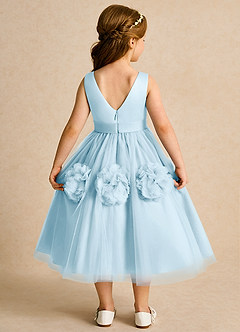 Azazie Vola Flower Girl Dresses Sky Blue Ball-Gown Sleeveless Tulle Dress image2