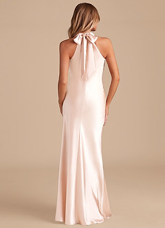 Azazie Doretta Bridesmaid Dresses Rose Gold Mermaid Bow Metallic Satin Dress image6
