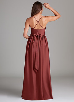 Azazie Llana Vestidos de dama de honra para maternidade Vestido Linha A com Bolsos Comprimento do chão Cetim elástico image2
